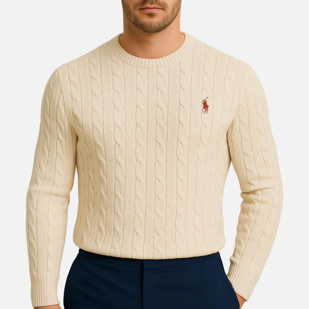 Men’s Cable Knit Sweater – Classic Pullover