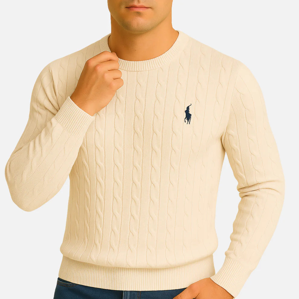 Men’s Cable Knit Sweater – Classic Pullover